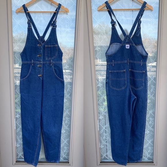 Lee Denim - Rare Vintage LEE high waisted dark wash jean overalls